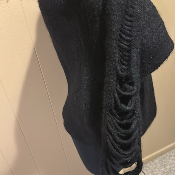 IRO black chunky knit ladder/shredded sleeve wool/alpaca/polyamide blend sweater - Picture 7 of 8